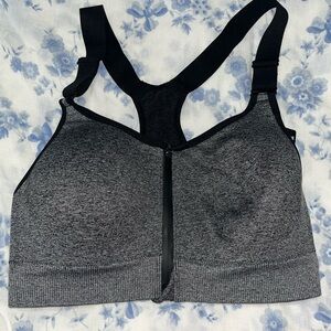 VSX Sport Racerback Zippered Front Sports Bra Size Small Black Gray VS pink